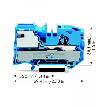 WAGO 2016-7114 1-johtiminen N-erotusriviliitin, Push-in CAGE CLAMP, sininen