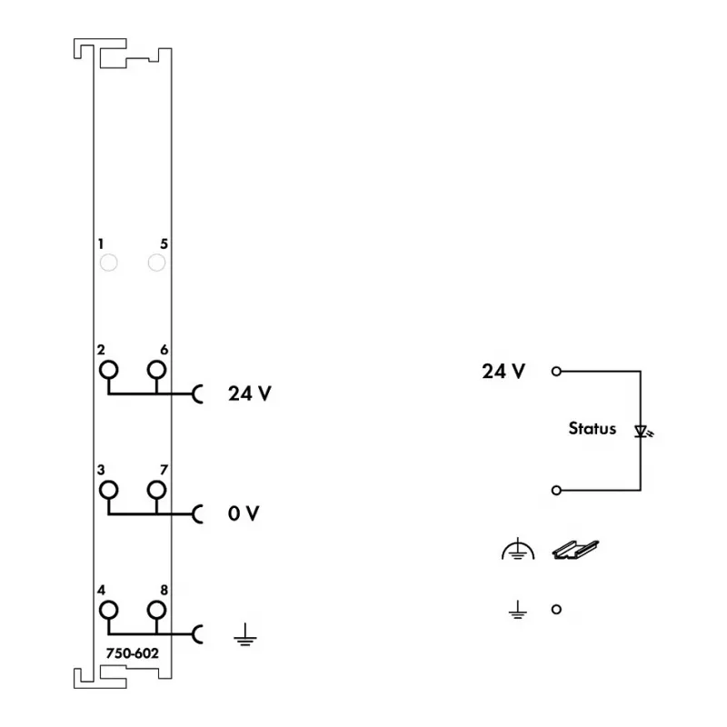 WAGO 750-602 järjestelmän virransyöttömoduuli, 24 VDC, 1,08 A, DIN-kisko, harmaa, CAGE CLAMP