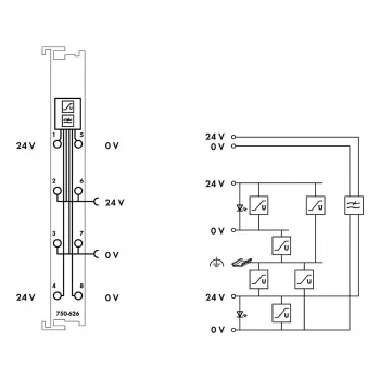 WAGO 750-626 syöttösuodatinmoduuli 24 V DC, CAGE CLAMP, harmaa