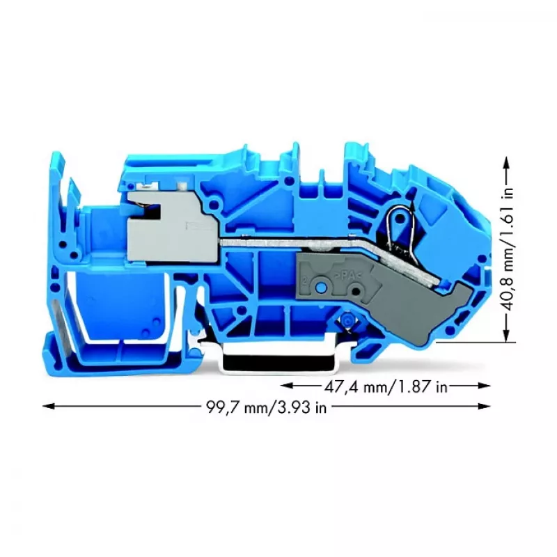 WAGO 2016-7714 1-johtiminen N-erotusriviliitin, 16 mm², Push-in CAGE CLAMP, sininen