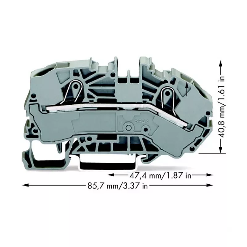 WAGO 2016-7601 läpivientiliitin, 2-johdin, 16 mm², 800 V, harmaa