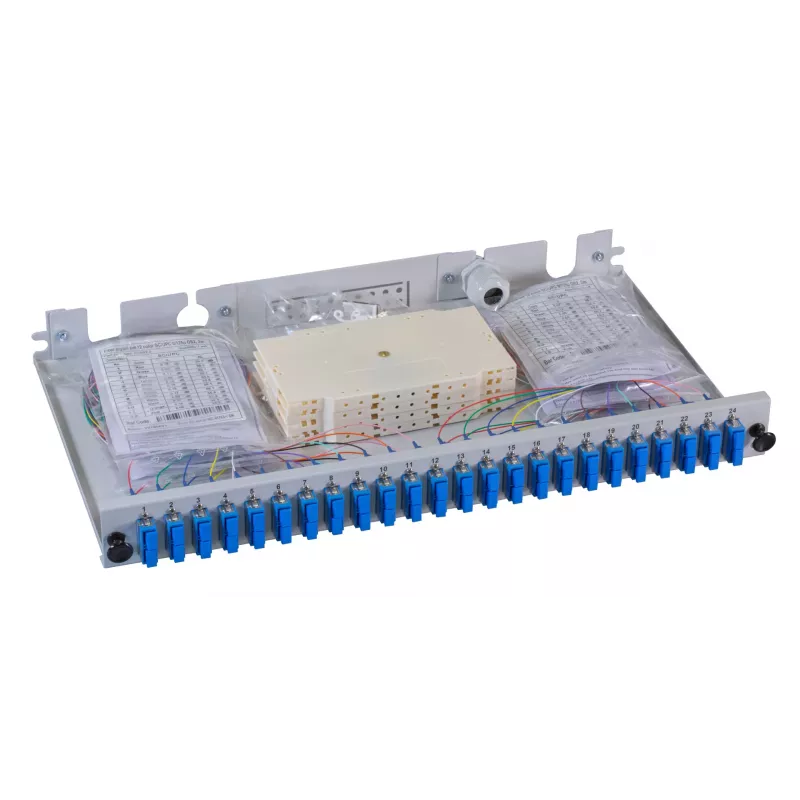 EFB Elektronik kuitupaneeli - räkkikiinnitys - SC SM X 48 - harmaa, RAL 7035 - 1U - 19