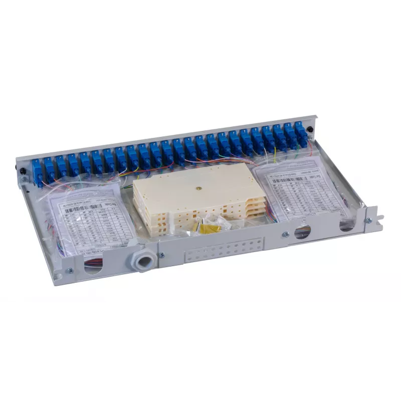 EFB Elektronik kuitupaneeli - räkkikiinnitys - SC SM X 48 - harmaa, RAL 7035 - 1U - 19