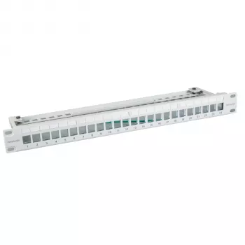 EFB Elektronik 19 tuuman 24-porttinen 1U tyhjä patch-paneeli Keystone-moduuleille, RAL7035 (vaaleanharmaa)