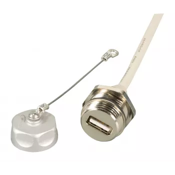 EFB Elektronik IP67 paneeliasennettava USB-pistorasia, M20, USB 2.0, naaras-uros, 0,5 m