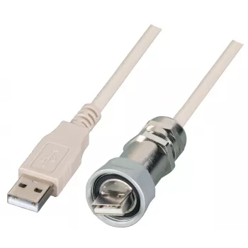 EFB IP67 USB 2.0 kaapeliläpivienti M20, USB Type-A -pistoke USB Type-A -pistokkeeseen, 1,0 m, hopea/musta