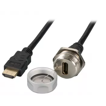 EFB Elektronik IP67 HDMI-paneeliliitin, M25, HDMI A-A naaras-uros, huoltoportti, kiinnitysnaru, 1,0 m
