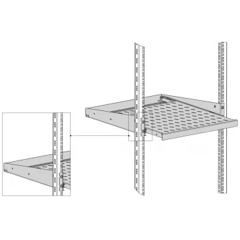 EFB Elektronik 19 tuuman 2U liukuvedin, 455 mm syvyys, etuasennus, 20 kg kantavuus, RAL 7035 vaaleanharmaa