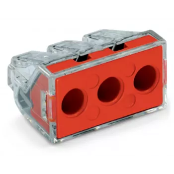 WAGO 773-173 liitäntärasia, 3-napainen, Push-Wire, 41A, 400V, punainen/läpinäkyvä