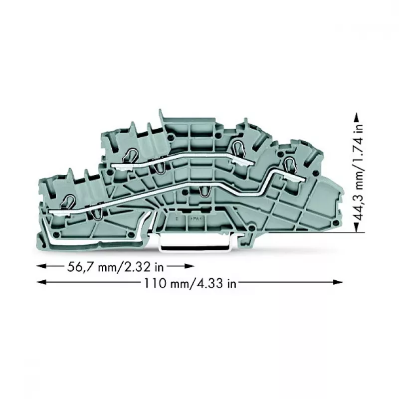 WAGO 2003-6642 läpivientiliitin, TOPJOB® S, 2-johdin, 4 mm², harmaa, 800 V, 24 A