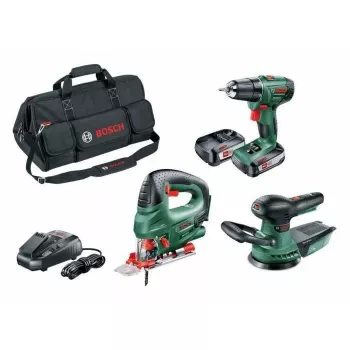 BOSCH PSR 1800 Li-2 + PST 18 Li + AdvancedOrbit 18 akkutyökalu-sarja 18 V, 2 akkua (06039A310W)