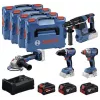BOSCH POWERTOOLS Combo Kit 18V akkuporakone, iskuruuvinväännin, poravasara, kulmahiomakone (4 työkalun sarja)