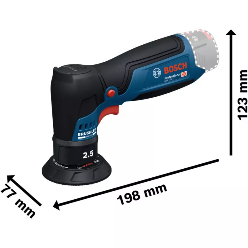 BOSCH PowerTools GEX 12V-75 epäkeskushiomakone (pahvilaatikossa)