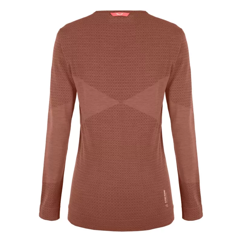Salewa Zebru Medium Warm AMR L/S Tee naisten aluskerrasto - Etruskischrot, koko S