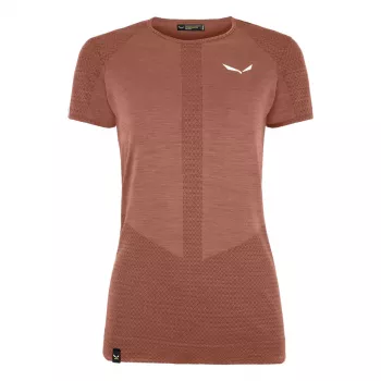 Salewa Zebru Medium Warm merinovilla t-paita naisten Etruscan Red L