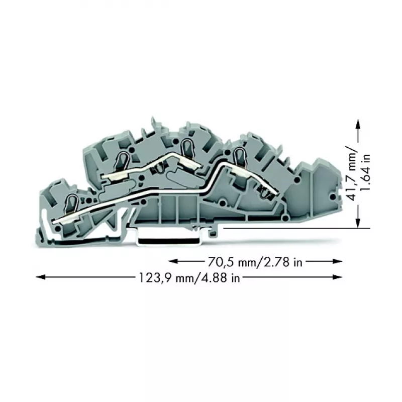 WAGO 2005-7642 läpivientiliitin, 4 mm², 32 A, 400 V, harmaa, CAGE CLAMP