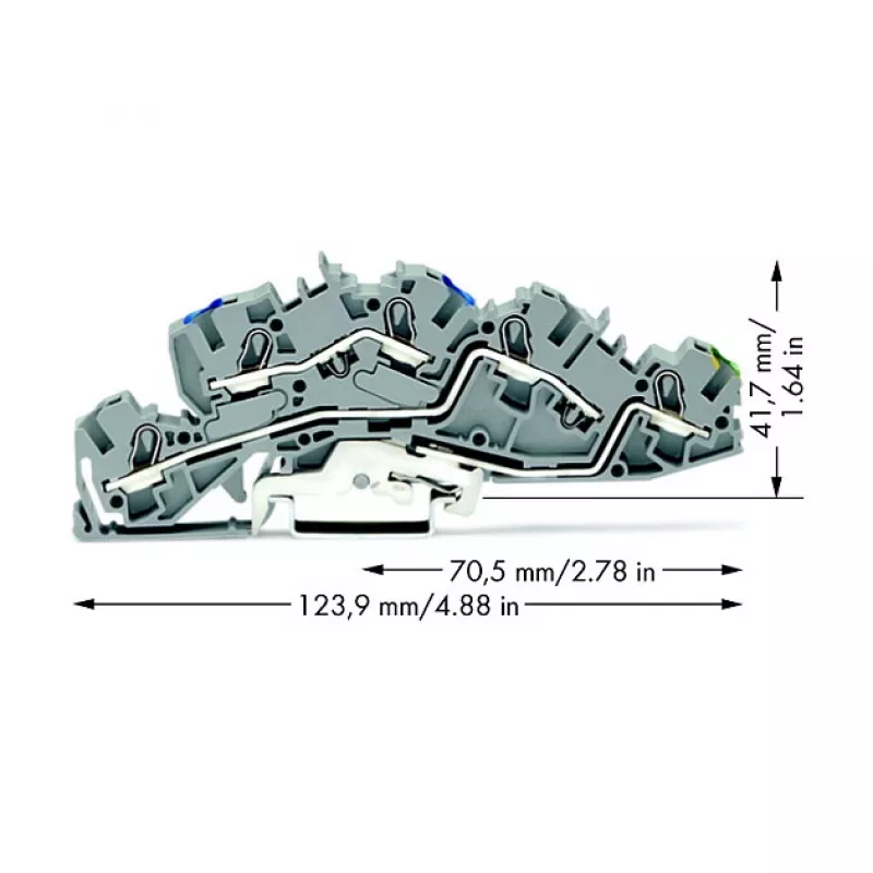 WAGO 2005-7646 läpivientiliitin, 3-johdin, 400V, 24A, 2,5mm², harmaa