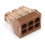 WAGO 773-606 6-osainen liitäntäliitin, Push-wire, 50 kpl, ruskea/läpinäkyvä