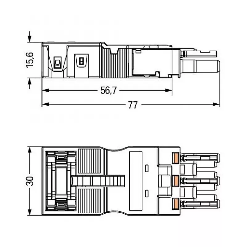 WAGO pistorasialiitin 770-203/035-000 vedonpoistokotelolla, musta