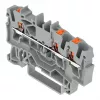 WAGO 2202-1301 - 3-johdin-läpivientiliitin painikkeella, 2,5 mm², harmaa
