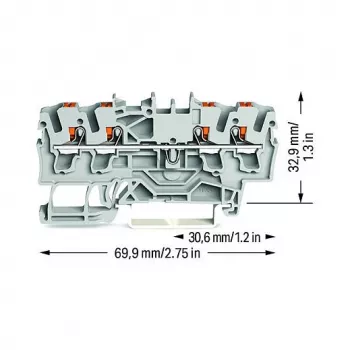 WAGO läpivientiliitin 4-johdin push-in 2,5 mm² harmaa