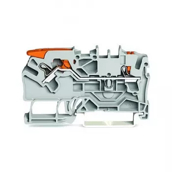 WAGO 2102-5201 2-johdin-läpivientiliitin vivulla ja painonapilla, 2,5 mm², harmaa
