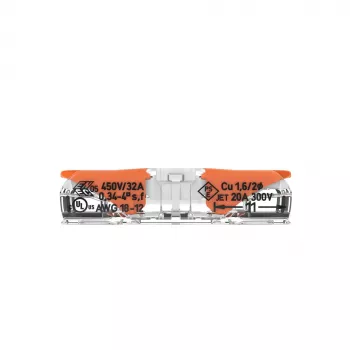 WAGO 221-2401 Inline-jatkoliitin, 2-johdin, 0,2-4 mm², 600 kpl, läpinäkyvä/oranssi