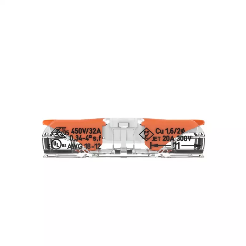 WAGO 221-2401 Inline-jatkoliitin, 2-johdin, 0,2-4 mm², 600 kpl, läpinäkyvä/oranssi