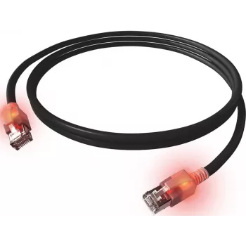 EasyLan DualBoot LED -verkkokaapeli RJ45 S/FTP Cat.6A (Class EA) SaCon-liittimellä LSOH musta 7,5 m