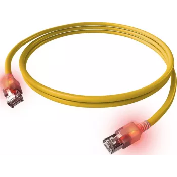 EasyLan DualBoot LED-patchkaapeli RJ45 S/FTP Cat.6A (Class EA) saCon-liittimellä, LSOH, keltainen, 7,5 m