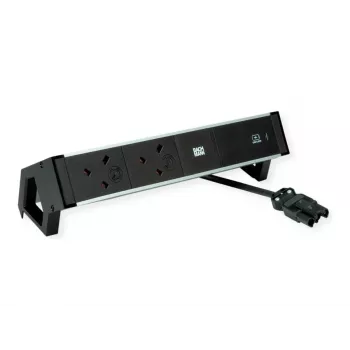 Bachmann Desk 2 Alu pöytäpistorasialista - 2x UK Type G pistorasiaa - 2 m kaapeli - musta