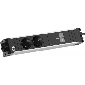 Bachmann STEP ALU pöytävirransyöttö 2x Schuko 1x USB-C 100W alumiini