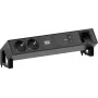 Bachmann DESK2 pöytävirta moduuli 2x Schuko 1x USB-C 100W 1x moduulipaikka 0,2m kaapeli RAL9005 syvämusta