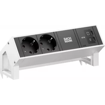 Bachmann DESK2 2x CEE 7/3 1x USB-C 45W 0,2m ruostumaton teräs pöytävirta moduuli