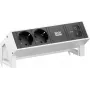 Bachmann DESK2 2x CEE 7/3 1x USB-C 45W 0,2m ruostumaton teräs pöytävirta moduuli