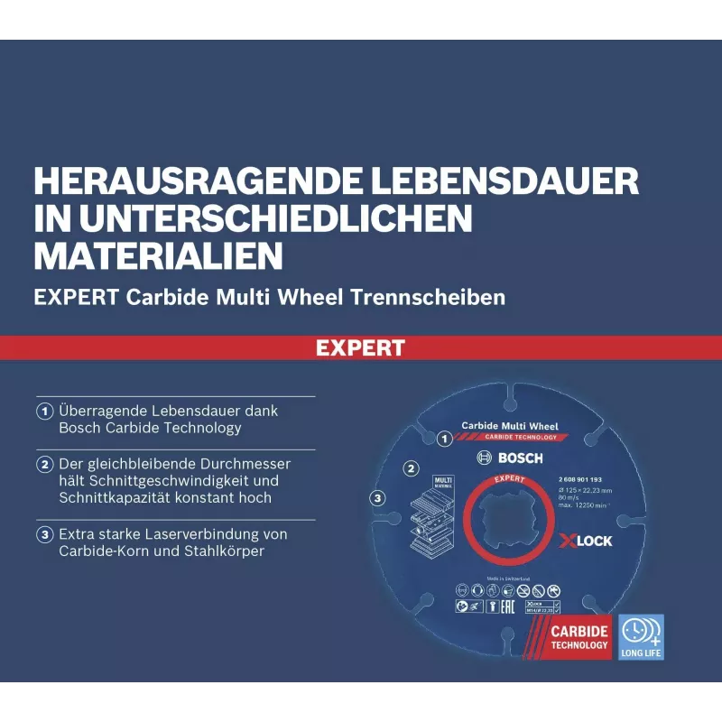 Bosch 10 katkaisulaikkaa EXPERT Carbide Multi Wheel 125 mm (2608901195)