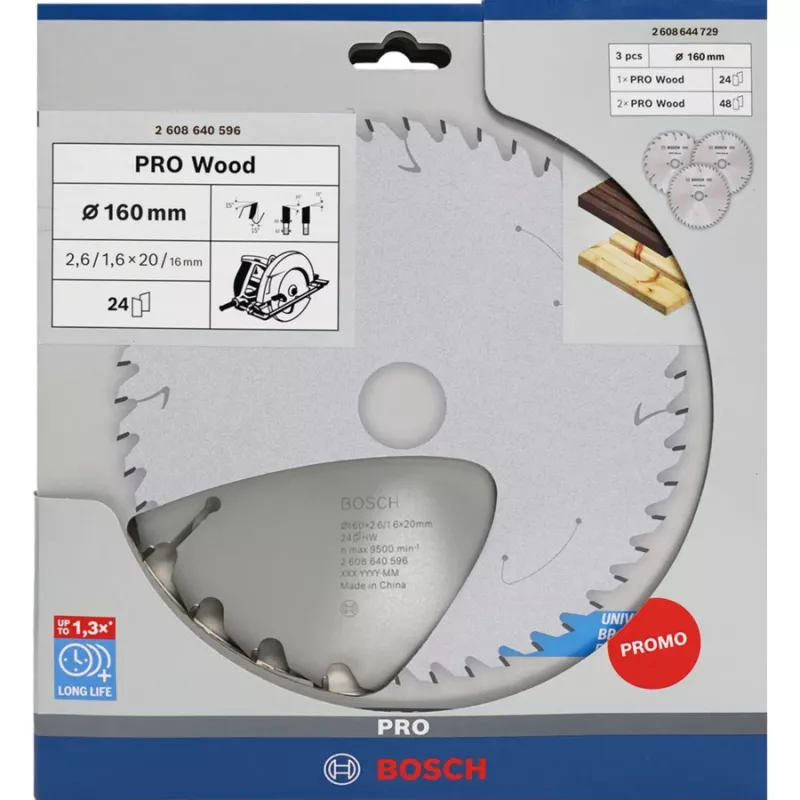 BOSCH POWERTOOLS PRO puunpyörösahanterä 160 mm (3 kpl:n edullinen pakkaus)
