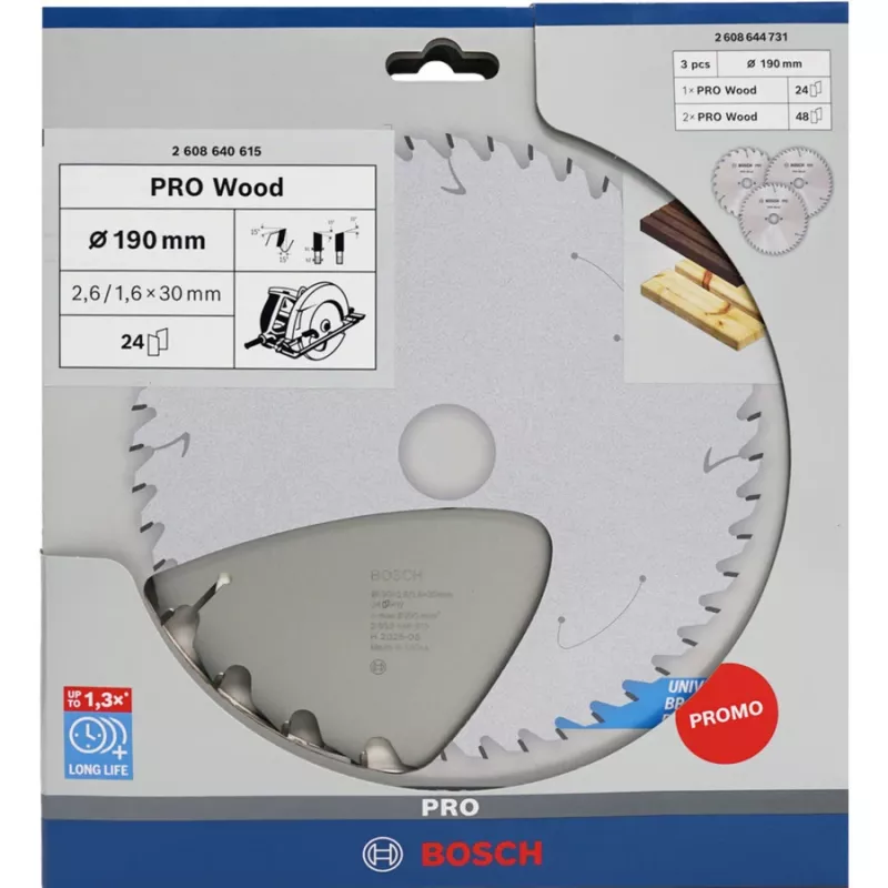 BOSCH Power Tools PRO puunpyörösahanterä 190 mm (3 kpl:n edullinen pakkaus)