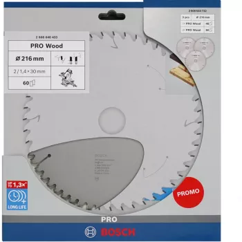 BOSCH POWERTOOLS PRO Wood pyörösahanterä 216 mm (3 kpl:n tarjouspakkaus)