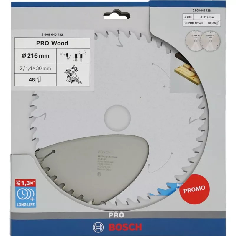 BOSCH POWERTOOLS PRO puunpyörösahanterä 216 mm (2 kpl:n tarjouspakkaus)