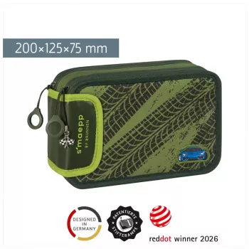 BRUNNEN esitäytetty kynäpussi s'maepp Fast Wheels vihreä/vaaleanvihreä 33-osainen, 20,0 x 7,5 cm (1049121521)