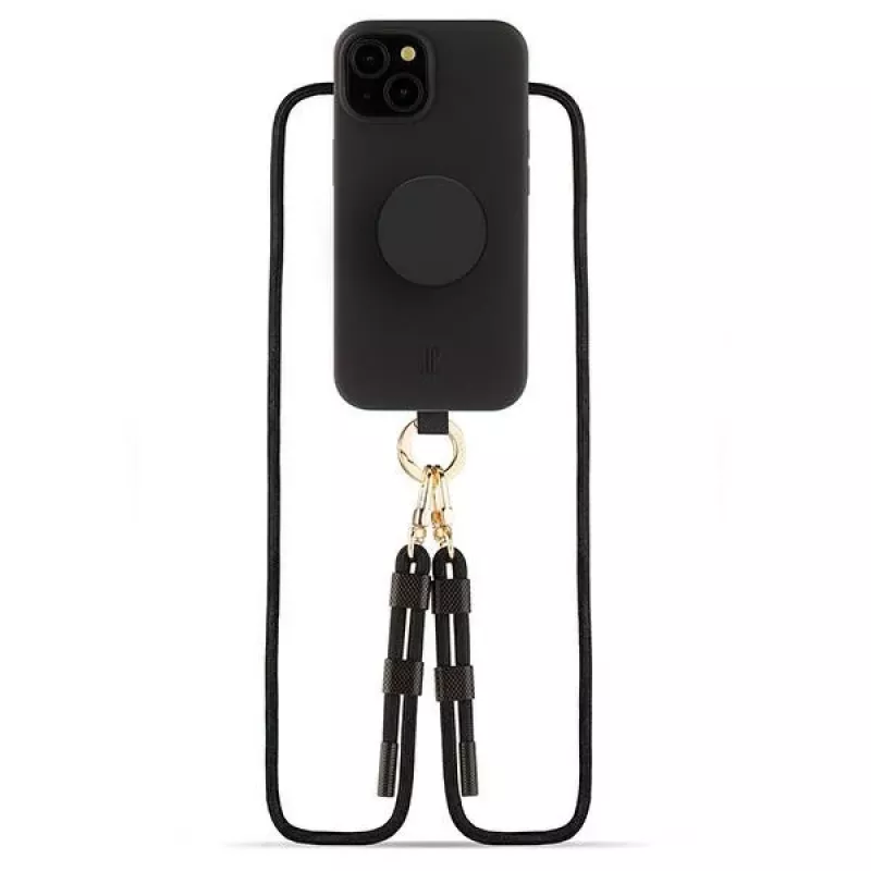 Just Elegance 3-in-1 PopGrip kotelo Apple iPhone 15, 6,1 tuuman näyttö, musta
