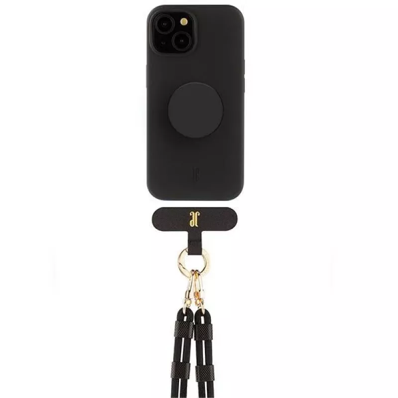 Just Elegance 3-in-1 PopGrip kotelo Apple iPhone 15, 6,1 tuuman näyttö, musta