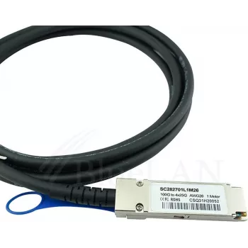 BlueOptics IBM QSFP28-4SFP28-DAC-1M -yhteensopiva BlueLAN passiivinen 100GBASE-CR4 QSFP28–4x25GBASE-CR SFP28 Direct Attach Breakout -kaapeli, 1 metri, AWG26