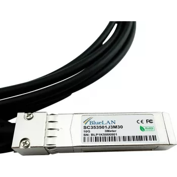 BlueLAN MCP2100-X003A-BL Mellanox-yhteensopiva 10GBASE-CR passiivinen SFP+–SFP+ Direct Attach -kaapeli, 3 m, AWG30