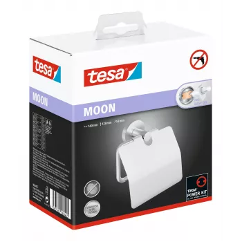 Tesa MOON wc-paperiteline kannella, itseliimautuva, ruostumattoman teräksen näköinen, hopea, 1 kpl