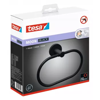 Tesa MOON BLACK pyyherengas itsekiinnittyvä metalli jauhemaalattu matta musta