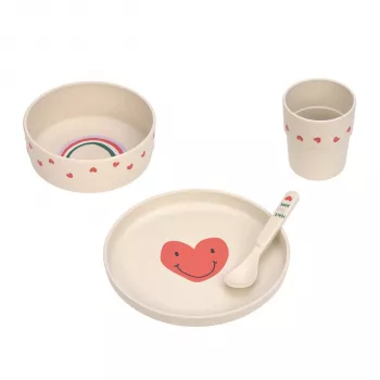 Lassig Happy Rascals Heart Lavender 5-osainen lasten astiasetti