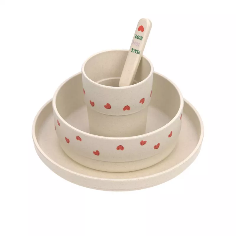 Lassig Happy Rascals Heart Lavender 5-osainen lasten astiasetti