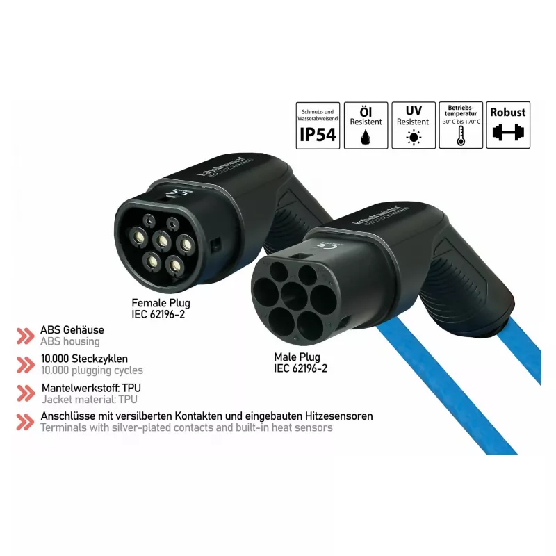 KABELMEISTER Mode 3 Type 2 EV-latauskaapeli 11 kW 16 A 3-vaiheinen spiraalikaapeli 5 m musta